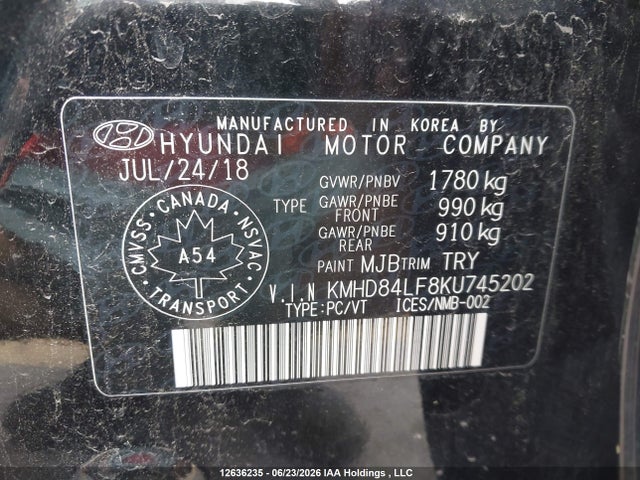 Hyundai Elantra 2019 KMHD84LF8KU745202 Image 18