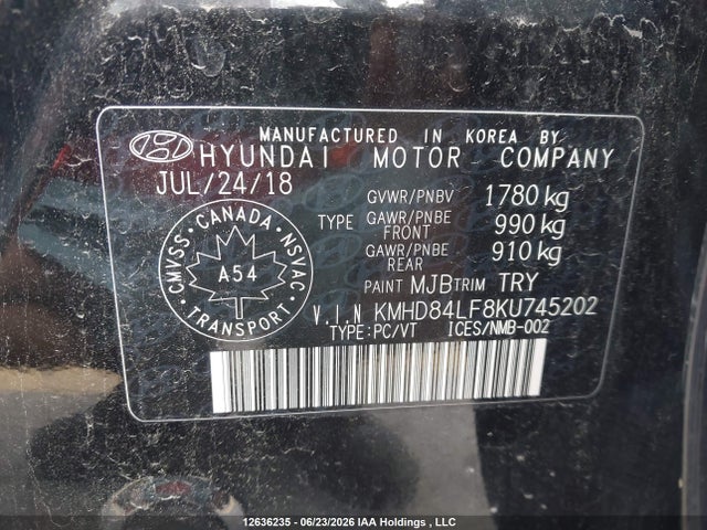 Hyundai Elantra 2019 KMHD84LF8KU745202 Image 9