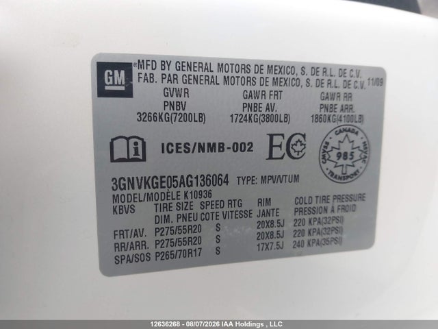 Aukcja sprzedaży 2010 Chevrolet Avalanche 1500 Ltz, vin: 3GNVKGE05AG136064, numer aukcji: 12636268