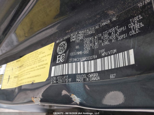 Auction sale of the 2007 Lexus Rx 350, vin: 2T2HK31U97C032764, lot number: 12636272