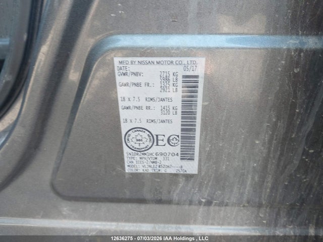 Aukcja sprzedaży 2017 Nissan Pathfinder Platinum/s/sl/sv, vin: 5N1DR2MM1HC690704, numer aukcji: 12636275