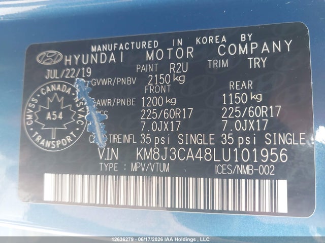 KM8J3CA48LU101956 Hyundai Tucson Limited/sel/sport/ultimate/value