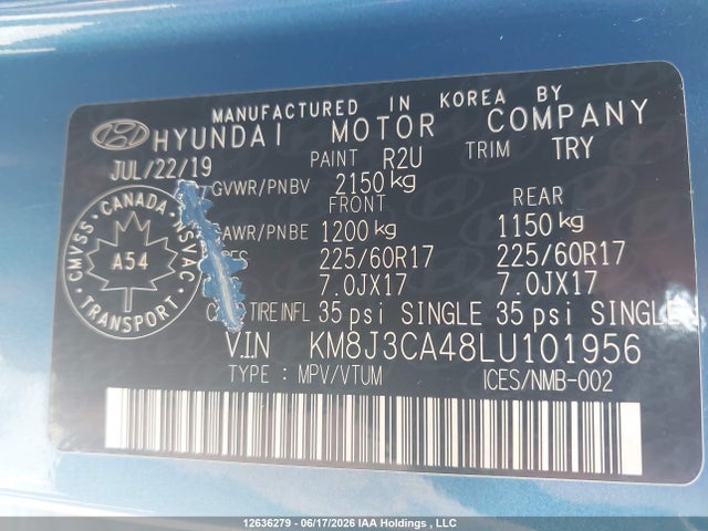 KM8J3CA48LU101956 Hyundai Tucson Limited/sel/sport/ultimate/value