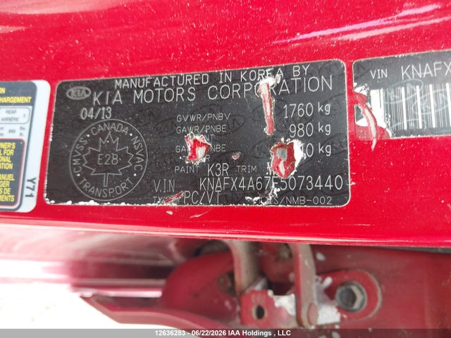 12636283 :رقم المزاد ، KNAFX4A67E5073440 vin ، 2014 Kia Forte مزاد بيع