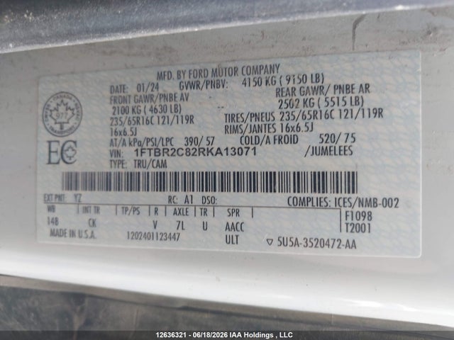 Ford Transit T-250 2024 1FTBR2C82RKA13071 Image 9
