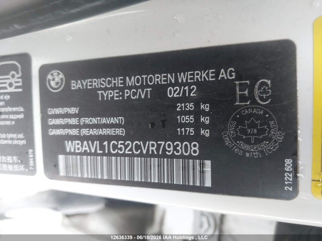 2012 Bmw X1 Xdrive28i მანქანა იყიდება აუქციონზე, vin: WBAVL1C52CVR79308, აუქციონის ნომერი: 12636339