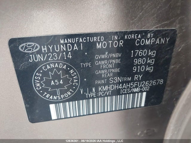 Hyundai Elantra 2015 KMHDH4AH5FU262678 Image 9