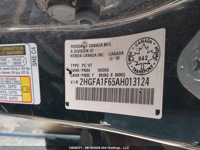 Продаж на аукціоні авто 2010 Honda Civic Sport, vin: 2HGFA1F65AH013124, номер лоту: 12636371