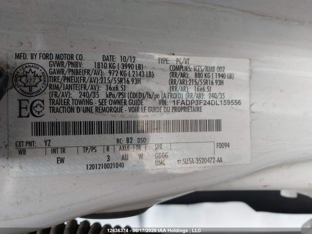 Продажа на аукционе авто 2013 Ford Focus Se, vin: 1FADP3F24DL159556, номер лота: 12636374