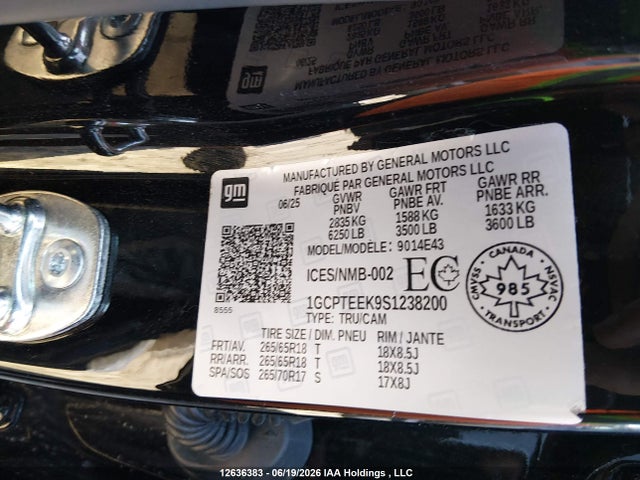 1GCPTEEK9S1238200 Chevrolet Colorado Trail Boss 4wd