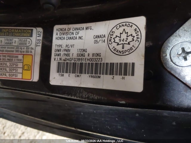 Продаж на аукціоні авто 2014 Honda Civic Ex-l Navi, vin: 2HGFG3B91EH003223, номер лоту: 12636394