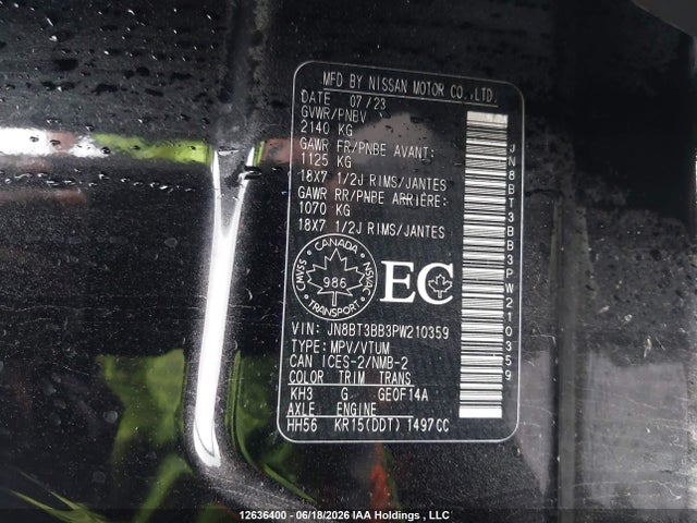 Продаж на аукціоні авто 2023 Nissan Rogue Sv, vin: JN8BT3BB3PW210359, номер лоту: 12636400