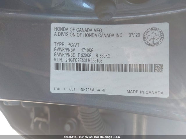 Honda Civic Lx 2020 2HGFC2E53LH025106 Image 18