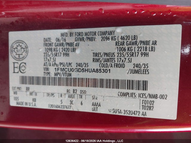 1FMCU0GD5HUA85301 Ford ESCAPE SE