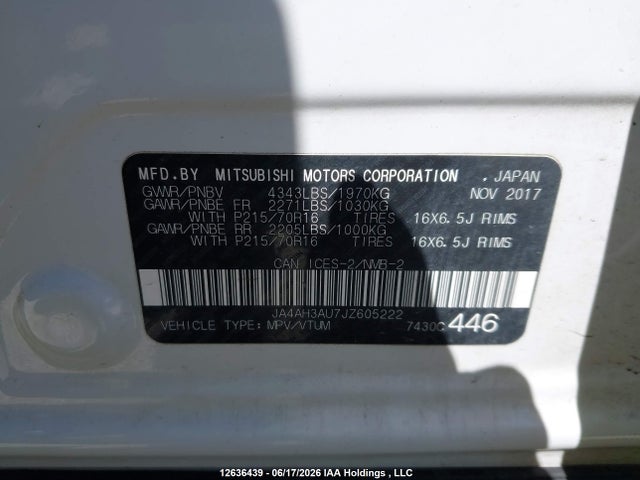 JA4AH3AU7JZ605222 Mitsubishi Rvr Es/se