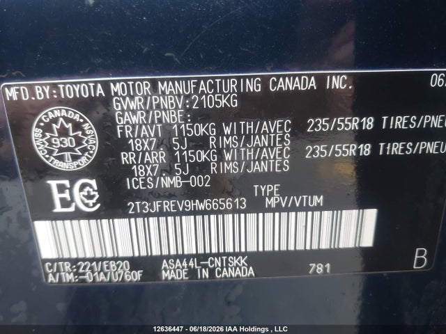 Продажа на аукционе авто 2017 Toyota Rav4 Se, vin: 2T3JFREV9HW665613, номер лота: 12636447