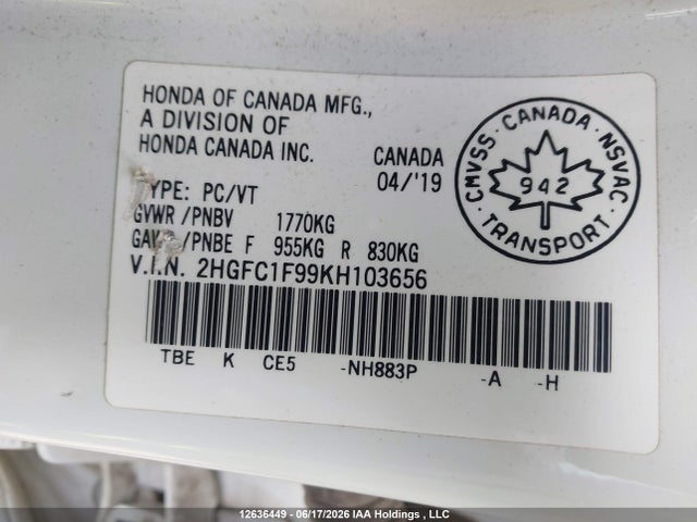 Honda Civic 2019 2HGFC1F99KH103656 Image 19