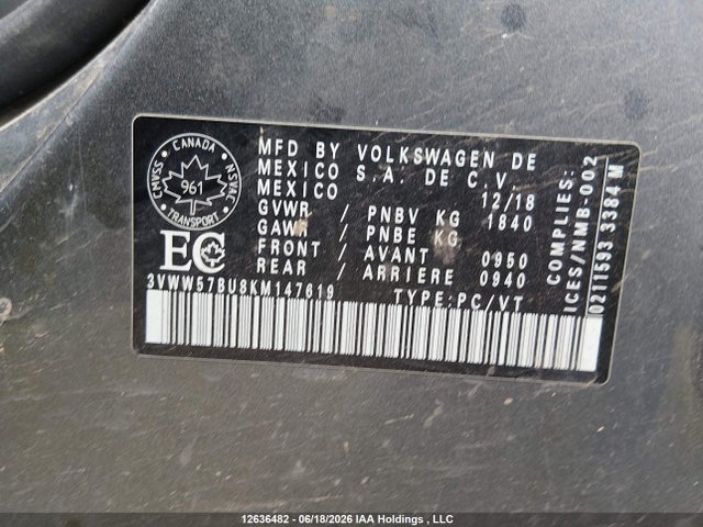 Volkswagen Jetta 2019 3VWW57BU8KM147619 Image 9