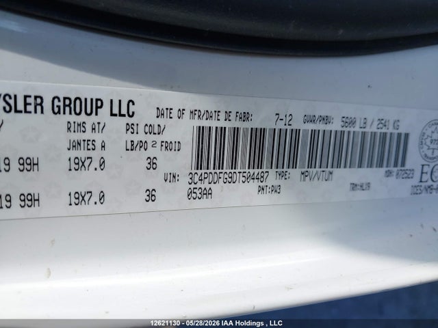 Продажа на аукционе авто 2013 Dodge Journey R/t, vin: 3C4PDDFG9DT504487, номер лота: 12621130