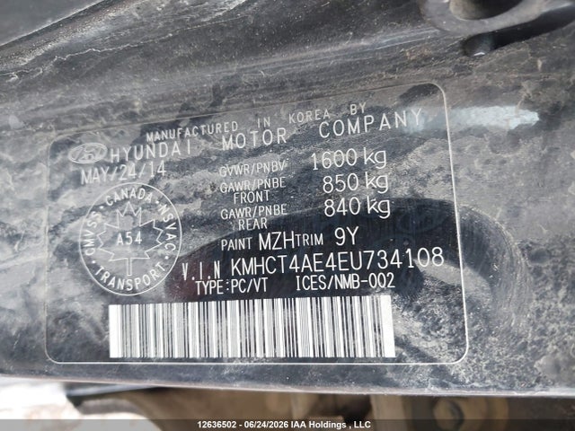 Hyundai ACCENT GL 2014 KMHCT4AE4EU734108 Image 9