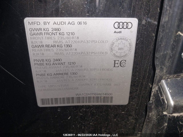 WA1C2AFPXHA014506 Audi Q5 2.0t Komfort