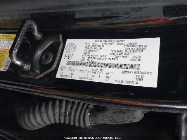 12636519 :رقم المزاد ، 1FTFW1EF3HFC47033 vin ، 2017 Ford F-150 مزاد بيع