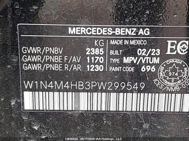 W1N4M4HB3PW299549 Mercedes-Benz Glb 250 4matic
