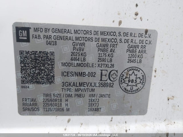 Продажа на аукционе авто 2018 Gmc Terrain Sle, vin: 3GKALMEVXJL358982, номер лота: 12631724