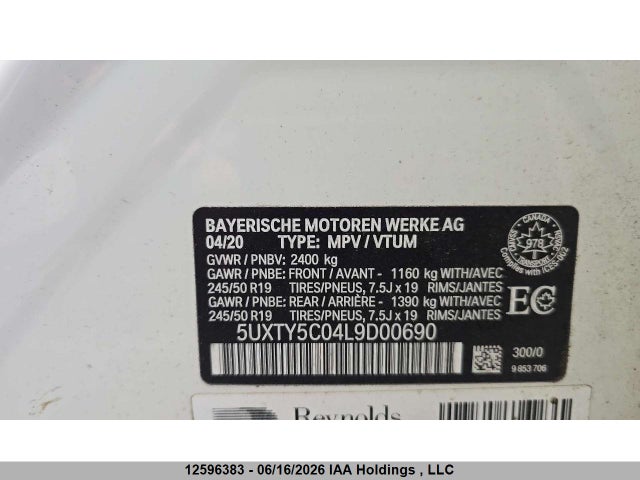 5UXTY5C04L9D00690 BMW X3 Xdrive30i