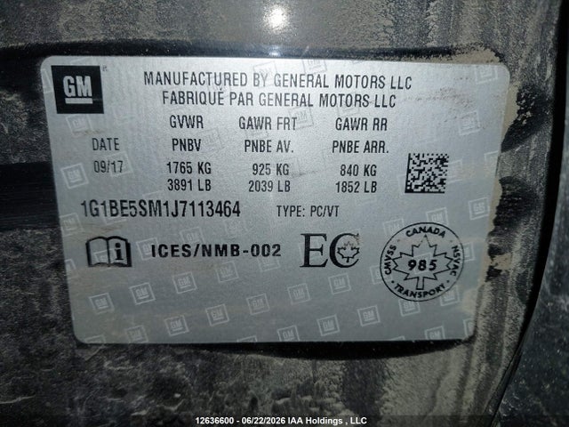 Chevrolet Cruze 2018 1G1BE5SM1J7113464 Image 9