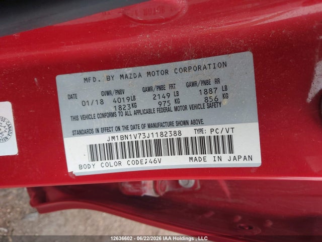 Aukcja sprzedaży 2018 Mazda Mazda3 50th Anniversary Edition/gs/se, vin: JM1BN1V73J1182388, numer aukcji: 12636602