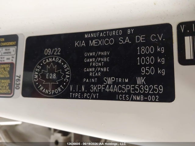 3KPF44AC5PE539259 KIA Forte