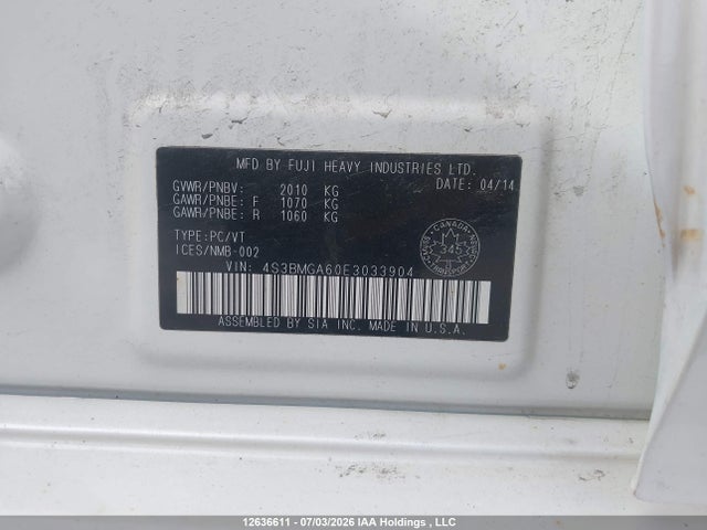 Subaru Legacy 2.5i 2014 4S3BMGA60E3033904 Image 18