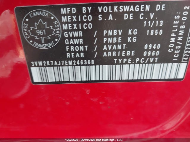 Продаж на аукціоні авто 2014 Volkswagen Jetta 2.0l Trendline+, vin: 3VW2K7AJ7EM246368, номер лоту: 12636620