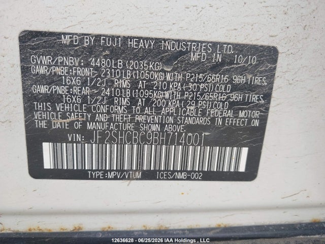 Aukcja sprzedaży 2011 Subaru Forester, vin: JF2SHCBC9BH714001, numer aukcji: 12636628