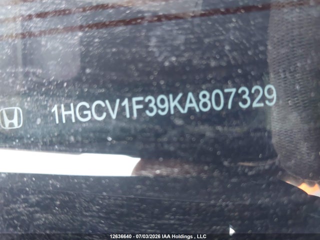 12636640 :رقم المزاد ، 1HGCV1F39KA807329 vin ، 2019 Honda Accord Sport 1.5t مزاد بيع
