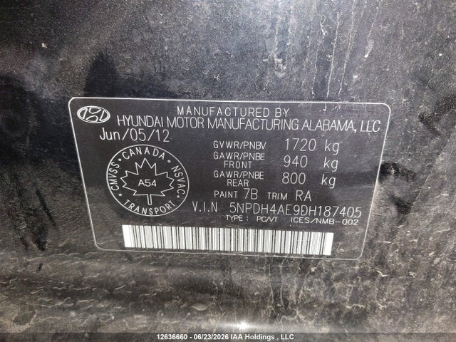 Продажа на аукционе авто 2013 Hyundai Elantra Gls, vin: 5NPDH4AE9DH187405, номер лота: 12636660