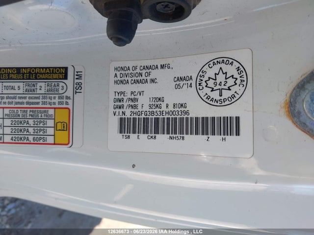 Honda Civic Lx 2014 2HGFG3B53EH003396 Image 9