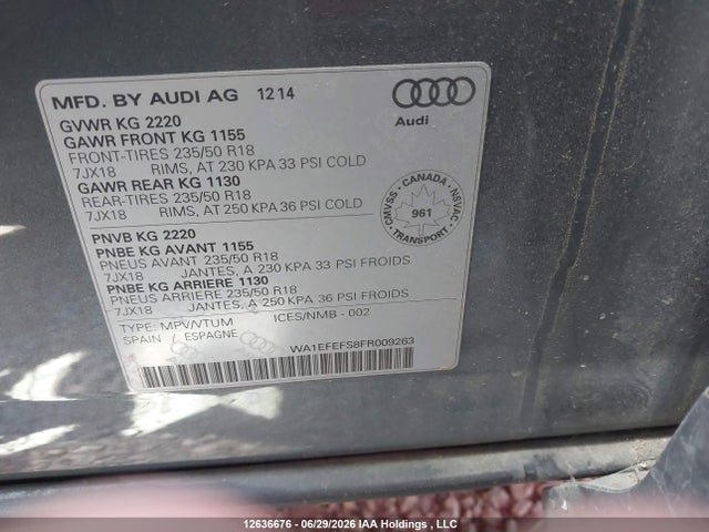 WA1EFEFS8FR009263 Audi Q3 Premium Plus