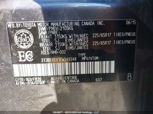 Toyota RAV4 LE 2015 2T3BFREV1FW349348 Image 18
