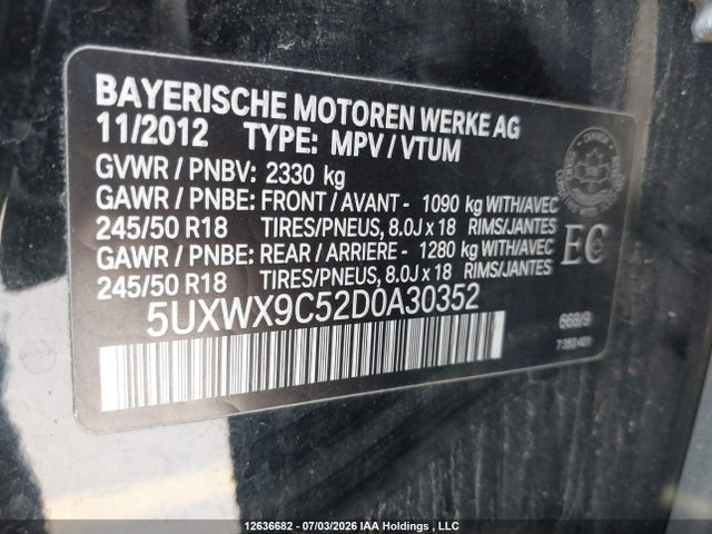 Продажа на аукционе авто 2013 Bmw X3 Xdrive28i, vin: 5UXWX9C52D0A30352, номер лота: 12636682