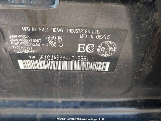 Aukcja sprzedaży 2015 Subaru Impreza Sport Limited, vin: JF1GJAS68FH019561, numer aukcji: 12636688