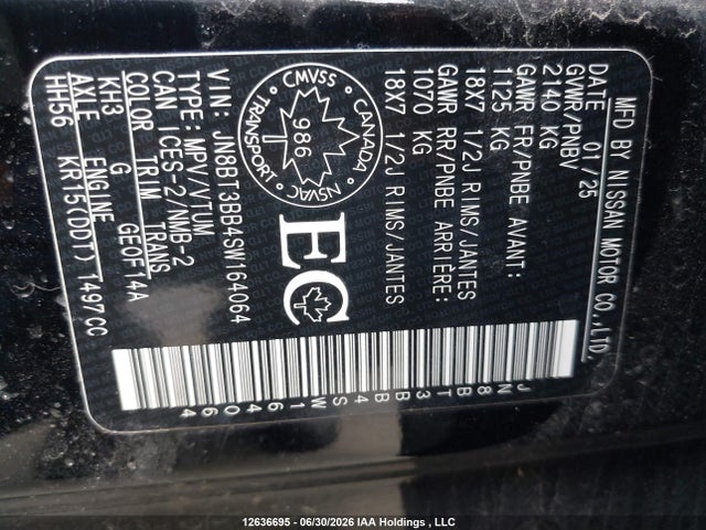 Auction sale of the 2025 Nissan Rogue Sv/rock Creek, vin: JN8BT3BB4SW164064, lot number: 12636695
