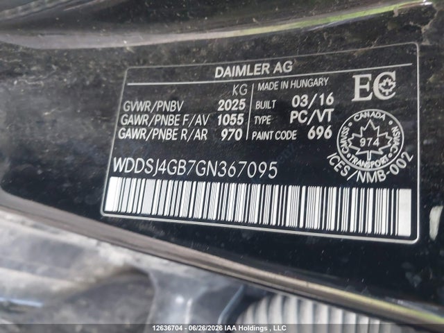 WDDSJ4GB7GN367095 Mercedes-Benz CLA 250 4MATIC