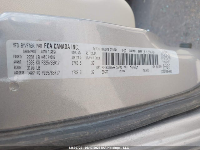 2C4RDGDG5HR755741 Dodge Grand Caravan Crew