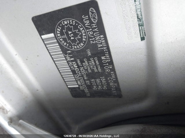 12636728 :رقم المزاد ، KMHD25LE6DU028878 vin ، 2013 Hyundai Elantra مزاد بيع