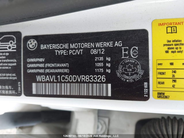 Aukcja sprzedaży 2013 Bmw X1 Xdrive28i, vin: WBAVL1C50DVR83326, numer aukcji: 12636733