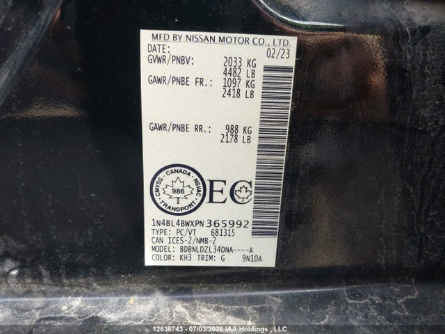 Nissan ALTIMA S 2023 1N4BL4BWXPN365992 Image 9