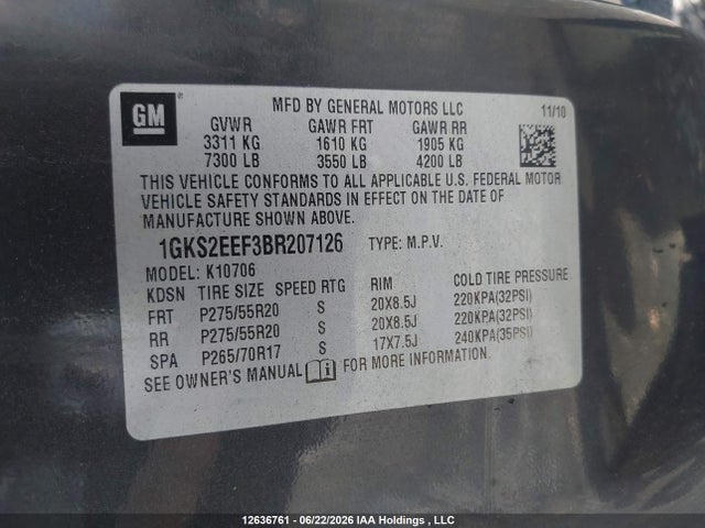 Продажа на аукционе авто 2011 Gmc Yukon Denali Denali, vin: 1GKS2EEF3BR207126, номер лота: 12636761