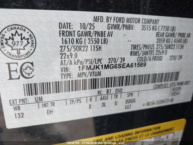 Ford Expedition 2025 1FMJK1MG6SEA61589 Image 9